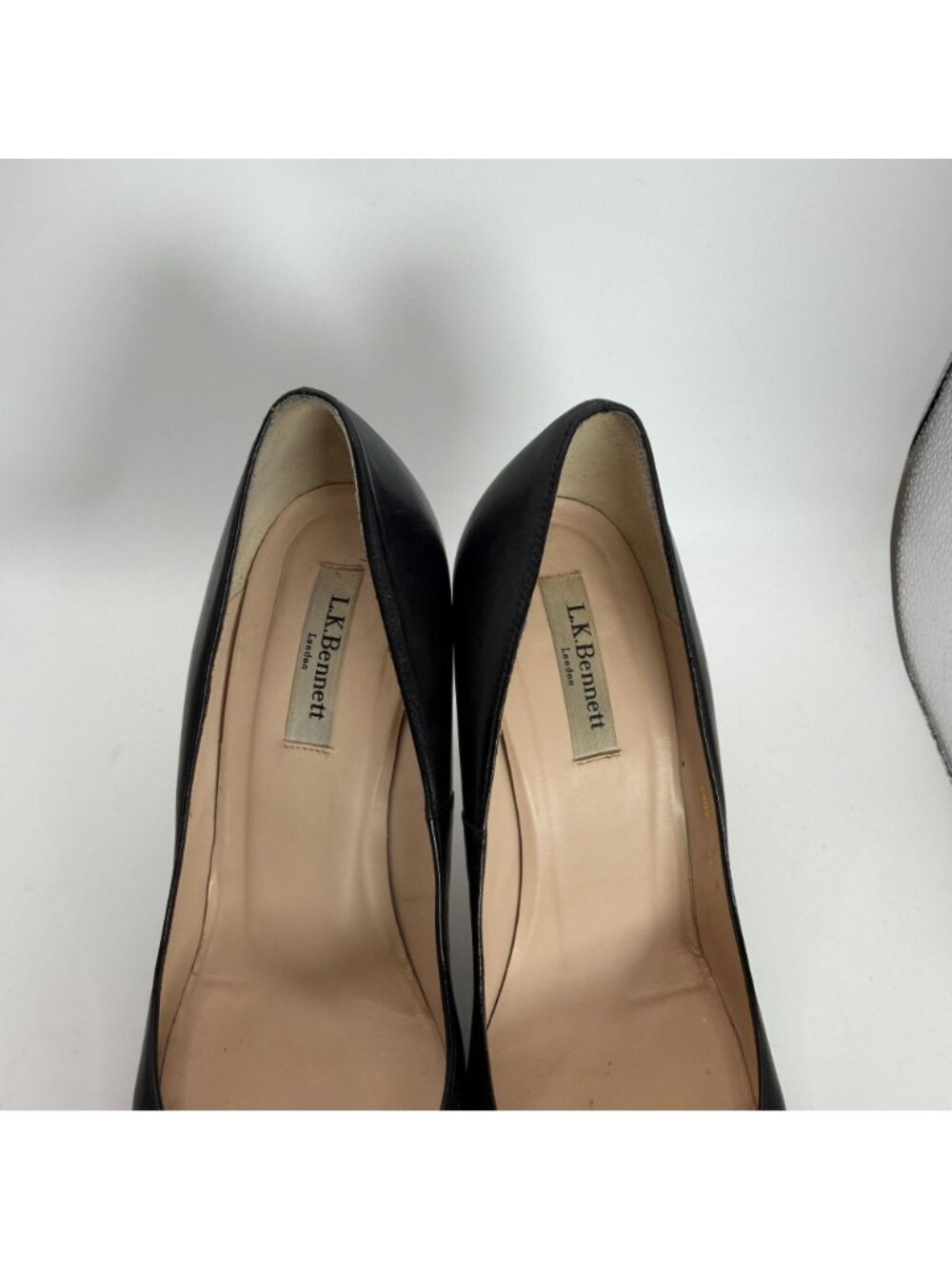 L.K. Bennett Black Leather Pointed-Toe Stiletto Heels Size 41 US 10.5 Spain - Picture 3 of 7